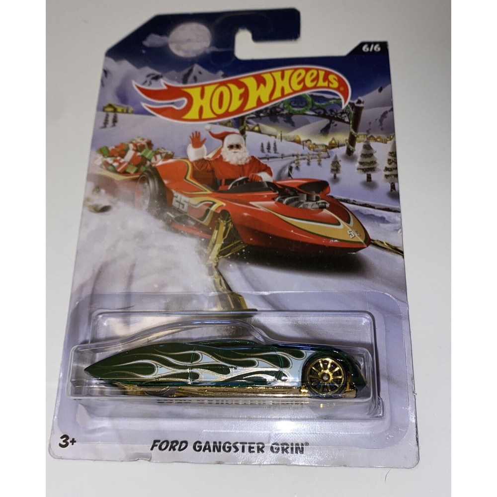 Hot Wheels WalMart Christmas Holiday Santa 2015 Ford Gangster Grin Green Flames